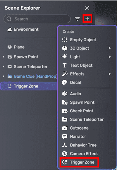 Add trigger zone