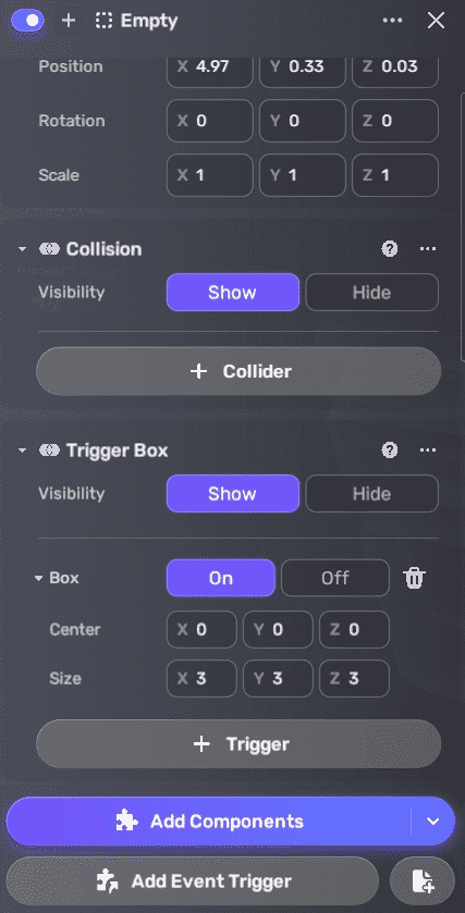 Add trigger box