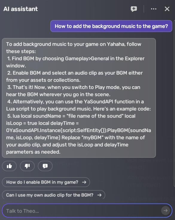 Theo chatbot - YAHAHA Docs