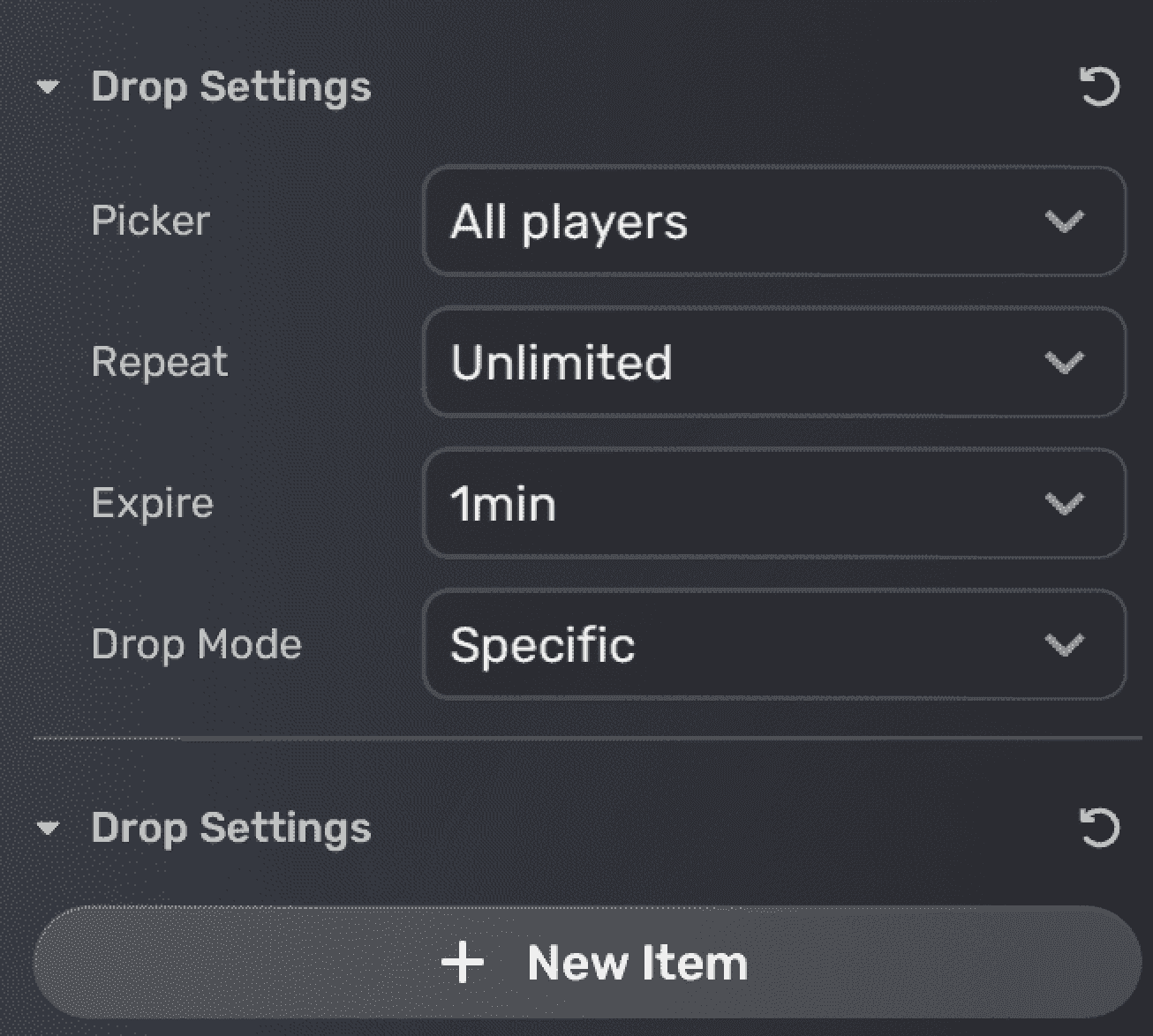 basic drop settings