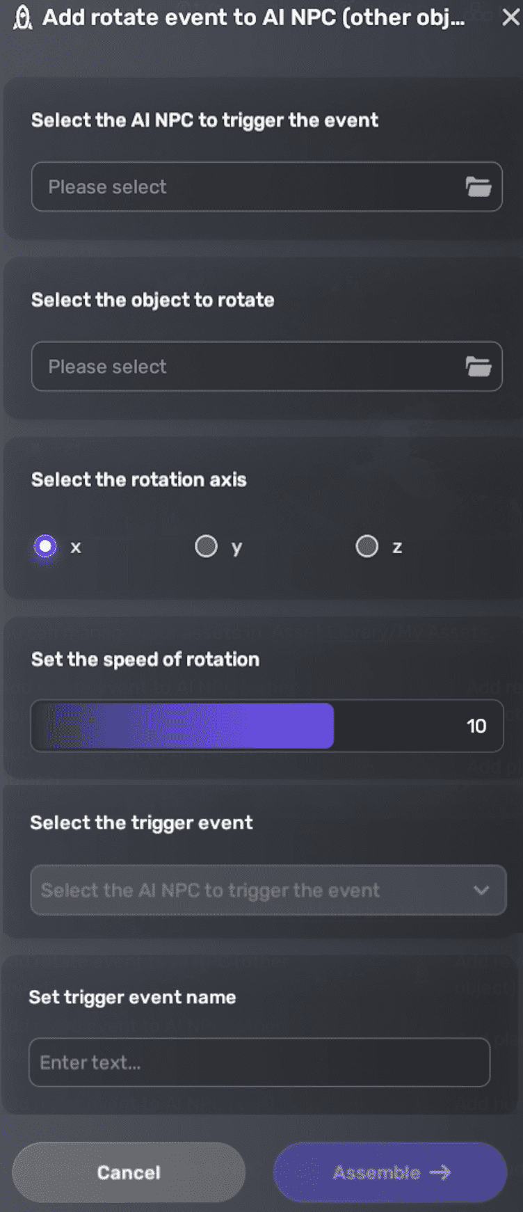 Create rotate event