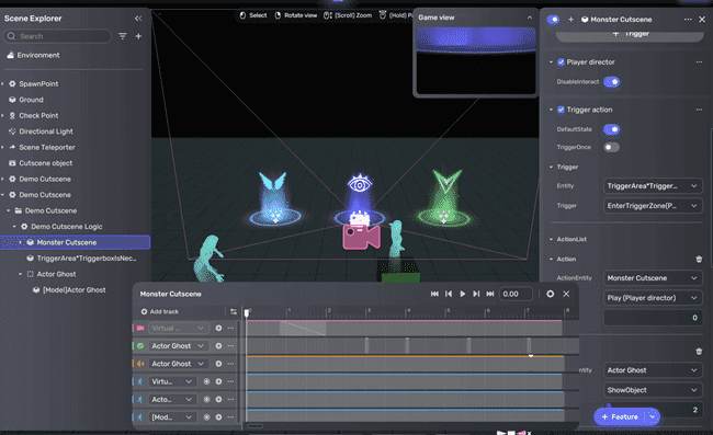 Demo cutscene timeline