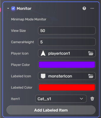 monitor component to adjust monitored range and items