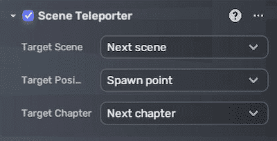 Scene Teleporter properties