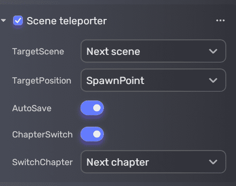 scene teleporter logic settings