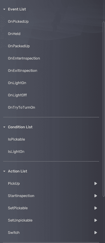 events, conditions, and actions