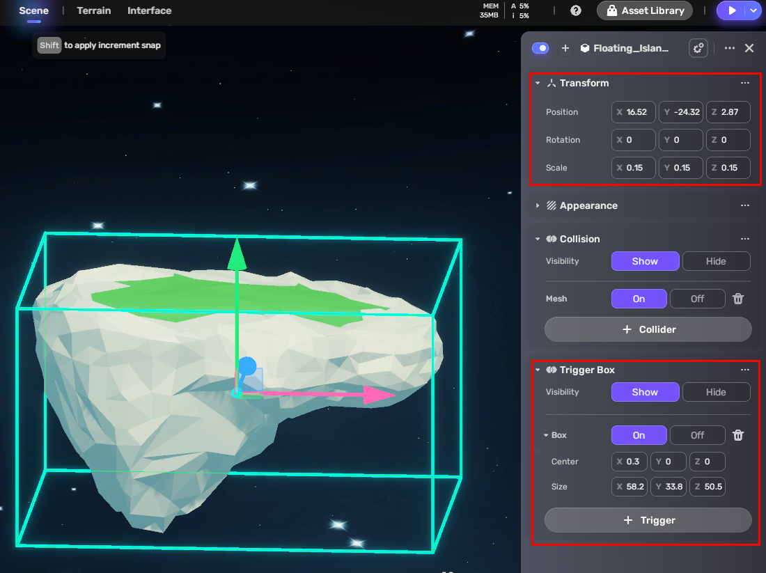 设置缩放触发盒