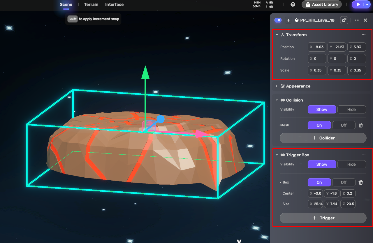 设置缩放和触发盒
