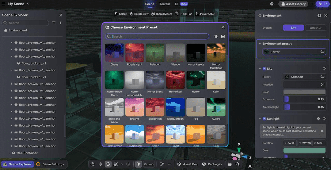 Change Environment preset