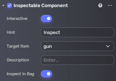 添加可检查组件