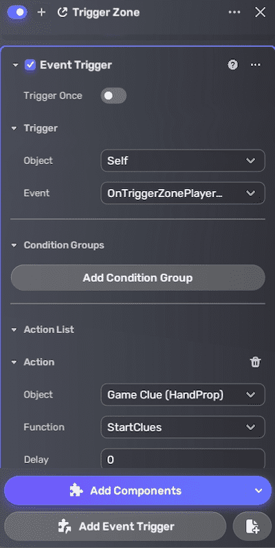 Configure trigger zone