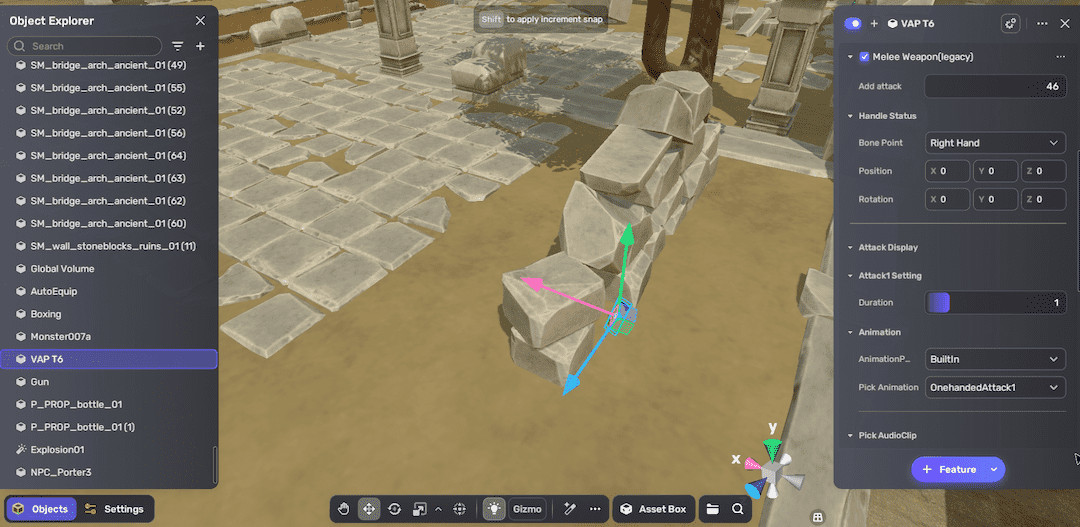 Configure melee weapon