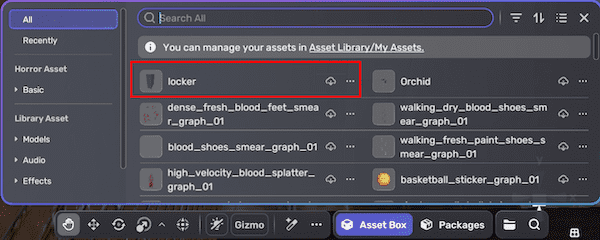 Find model in Asset box
