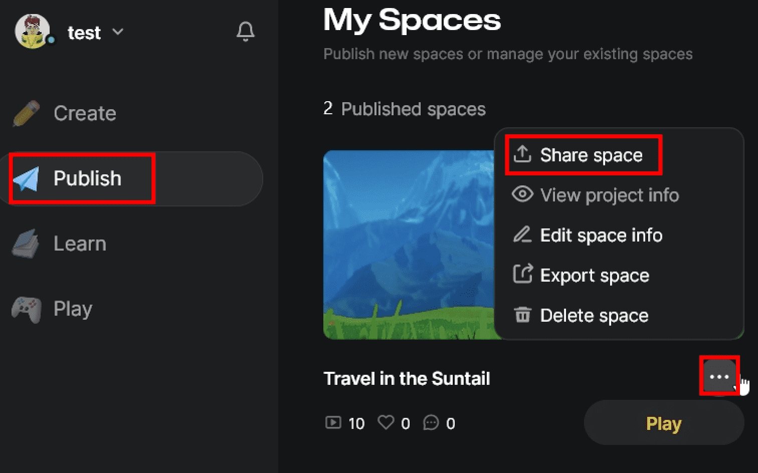 分享已发布项目