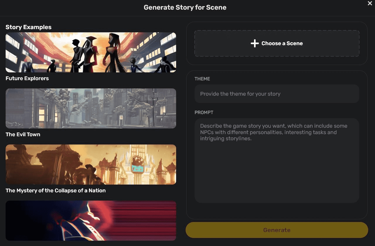 Story generation window