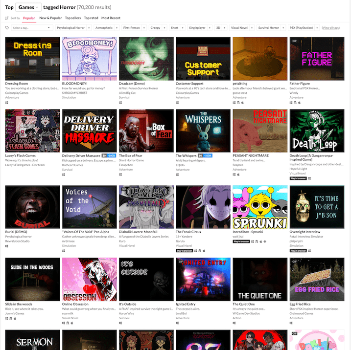 Horror-tagged itch games