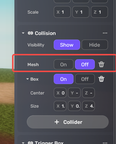关闭网格碰撞体