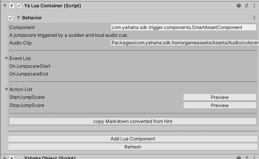 YaLuaContainer 行为